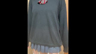 💘JK School Uniform giving Handjob and Fucked, Hentai Japanese crossdresser sissy asian 15
