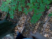 Preview 1 of Guy pees in the forest and gets horny and jerks off until he squirts cum in slow motion