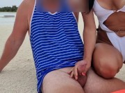 Preview 2 of Handjob with cumshot on public beach Maldives 4K