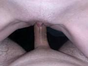 Preview 2 of Close up pissing on cock while riding him. Peeing during sex