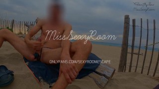 BEACH ADVENTURE: cock exposed to people and a nasty woman makes me cum
