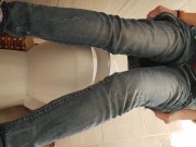 Preview 1 of PEE and Dildo Riding in Clinic WC # Orgasm in Public WC
