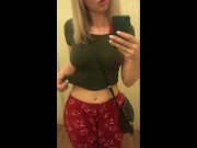 Preview 1 of Hot blonde showing off tits on cellphone selfie video show boobs online on camera sexy girl in bra