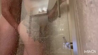 college girl  takes it raw in the shower 