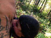 Preview 5 of Very rough throat fuck with ring gag for submissive in the public forest