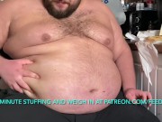 Preview 1 of Feedee Gains 50lbs Weigh in, Gainer Shake Chug and Stuffing!