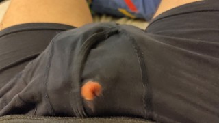 Cumming through a hole in some old boxers