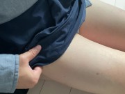 Preview 2 of When I roll up my skirt, it feels good to rub against my thighs... I get wet a lot.