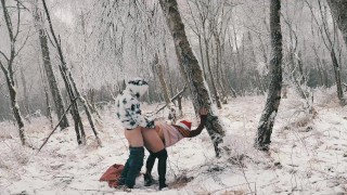 Blonde Step Mom fuck and suck Her Horny Step Son in the forest public sex
