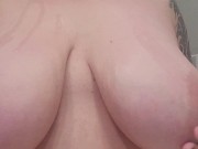 Preview 1 of Oiling my huge DD Italian tits for a nice long titty fuck and play.