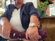 Preview 2 of Dress socks on a wide feet professor with a huge cock and bigger load at end