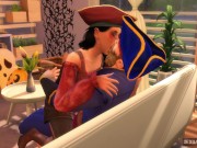 Preview 5 of Halloween Costume Party, two Pirates Fuck in the Living Room - Sexual Hot Animations