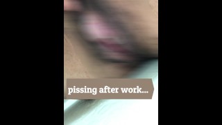 big clit strong piss after working.