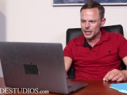 Preview 1 of FamilyCreep - Stepdad CAUGHT Stepson Jerking Off And Fucks Him In HIs Office