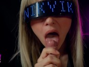 Preview 1 of Сyberpunk girl greedily sucks all the cum out of her fan