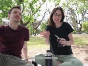 Preview 1 of How does a day at the park end up with a public blowjob? - Cute teen swallows cum