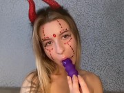 Preview 1 of Licks her favorite vibrator and inserts it into her pussy and cums.