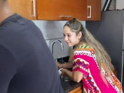 Preview 1 of I suck my stepsister's delicious pussy in the kitchen.