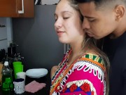 Preview 3 of I suck my stepsister's delicious pussy in the kitchen.