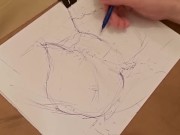 Preview 2 of Ebony Pussy Leaking Cum - Freeflow Sketch #2 (Artwork)