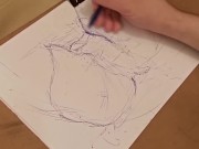 Preview 3 of Ebony Pussy Leaking Cum - Freeflow Sketch #2 (Artwork)