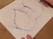 Preview 4 of Ebony Pussy Leaking Cum - Freeflow Sketch #2 (Artwork)