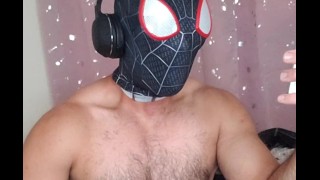 Halloween Spiderman custome cumshot