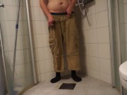 Preview 4 of Peeing in pants then masturbating and cumming, all in shower