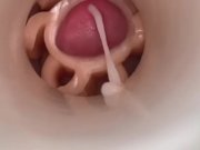 Preview 1 of Fucking my Fleshlight with vibrating butt plug makes my CUM SO HARD