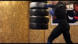 A Real MMA Fighter Fucks His Boxing Bag instead of training! Cumming in your mouth!!!