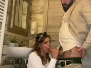 Preview 5 of Blowjob in the restaurant toilet - Cum in my mouth