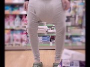 Preview 1 of Pee overflows from a big diaper while shopping and masturbates with that diaper