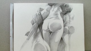 Girls in a group expose their ass and pussie for arts sake