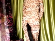 Preview 1 of [EroNekoKun] - Cute Boy in Leopard Body Suit touching and spanking self