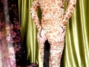 Preview 2 of [EroNekoKun] - Cute Boy in Leopard Body Suit touching and spanking self
