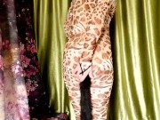 Preview 3 of [EroNekoKun] - Cute Boy in Leopard Body Suit touching and spanking self