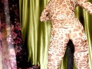 Preview 5 of [EroNekoKun] - Cute Boy in Leopard Body Suit touching and spanking self