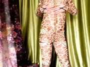 Preview 2 of [EroNekoKun] - Cute Boy masturbation in Leopard Body Suit
