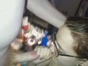 Preview 1 of POV blowjob and big dick amateur hardcore fuck session with a tinder nerd whore, raw dog, tattooed