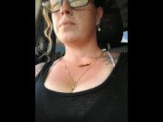 Preview 6 of Nerdy Milf Smoking Cigarettes Showing Cleavage In Truck