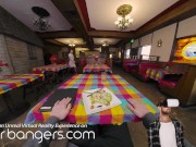 Preview 1 of VR Bangers Rough threesome with two asian pussies in restaurant - Vina SKy and Kimmy Kim FFM VRPorn
