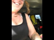 Preview 1 of I film myself flashing my boobs and pussy out in public