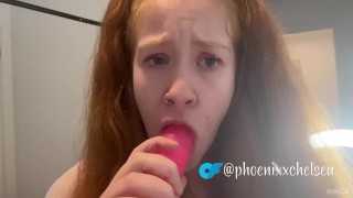 I just wanna suck daddy’s cock - redhead innocent teen begs to please daddy 