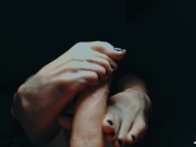 Preview 3 of Perfect dildo footjob from stunningly flexible feet with black toenails
