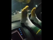 Preview 1 of Wife Husband Flashing in Walmart Parking Lot Playing BBC Pussy Feet Tits