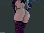 Preview 1 of Haku Succubus Good-night Kiss Hentai MMD 3D Nude Dark Red Socks and Gloves Smixix Color Edit