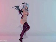 Preview 5 of Haku Succubus Good-night Kiss Hentai MMD 3D Nude Dark Red Socks and Gloves Smixix Color Edit