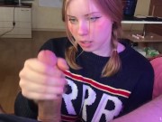 Preview 6 of Student girl gently sucks and loves cum