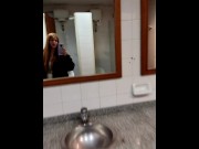 Preview 2 of Sassy girl making a mess in public bathroom . girl pissing