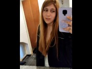 Preview 4 of Sassy girl making a mess in public bathroom . girl pissing
